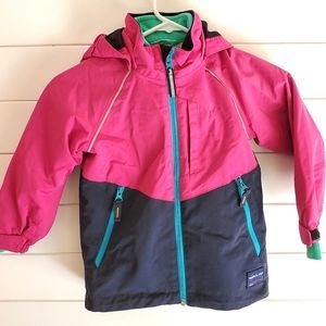 Polarn O. Pyret jackets, 3-4 years, Mint green interior, navy/pink exterior.